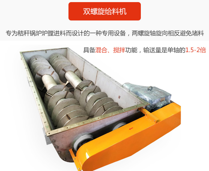 雙螺旋給料機采用雙軸設計，具備混合、攪拌功能。